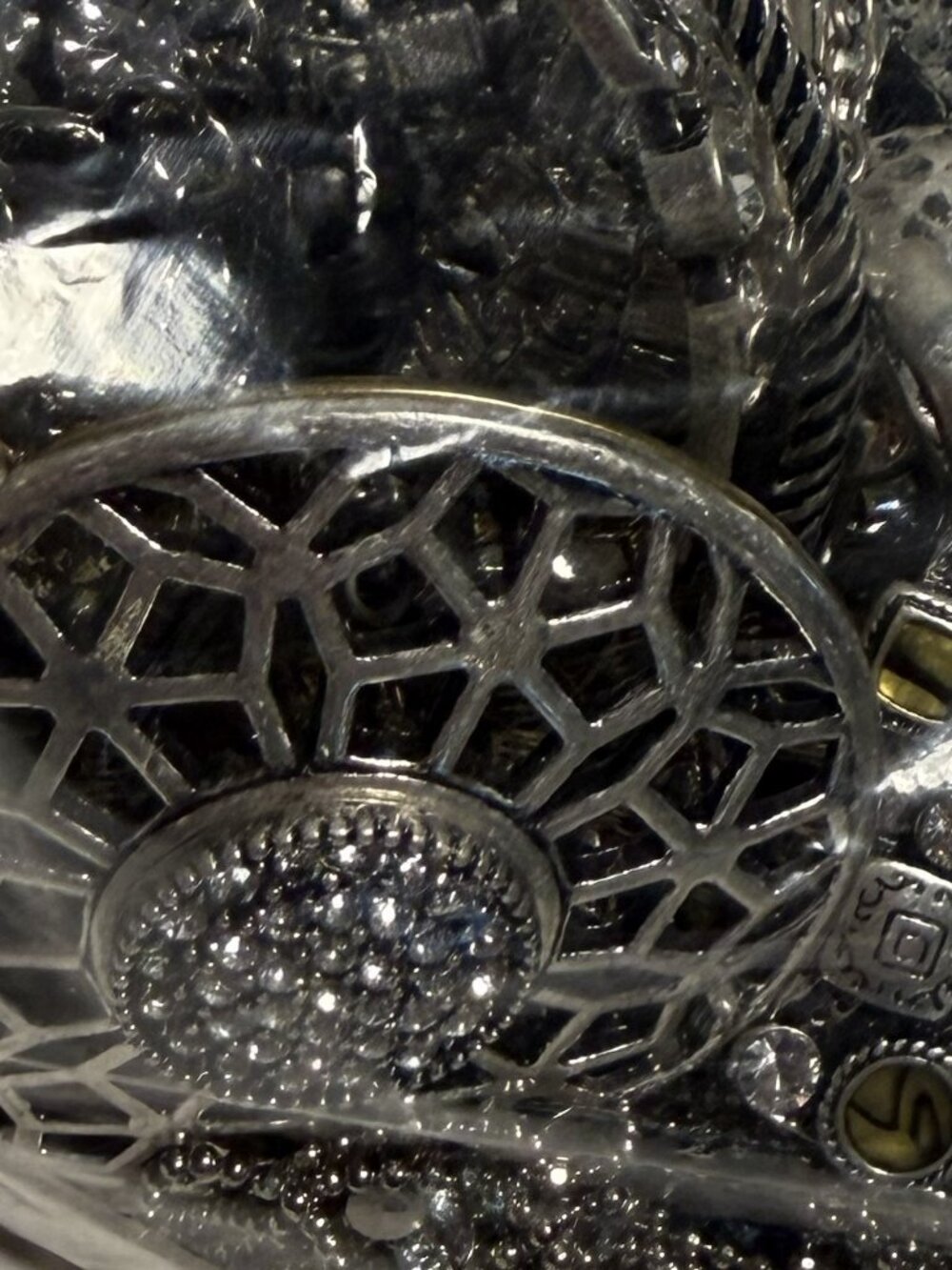 NEW UNUSED Mystery Jewelry Bag Silver and Rhinestone Theme